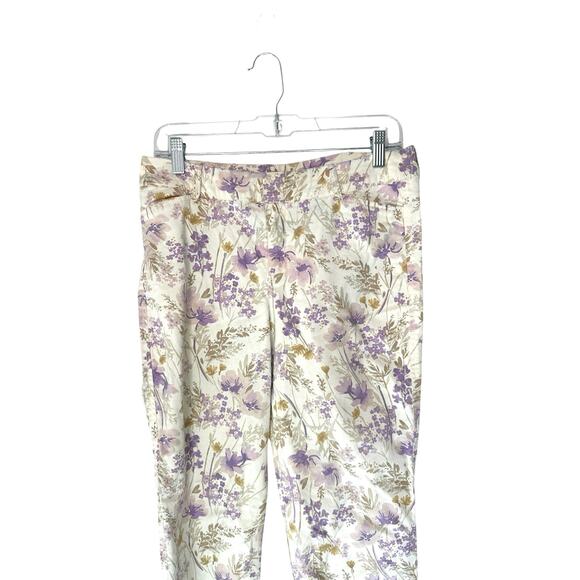 Old Navy Purple Floral Office Work Straight Leg Pixie Dress Pants Size 4 Tall - Picture 6 of 13